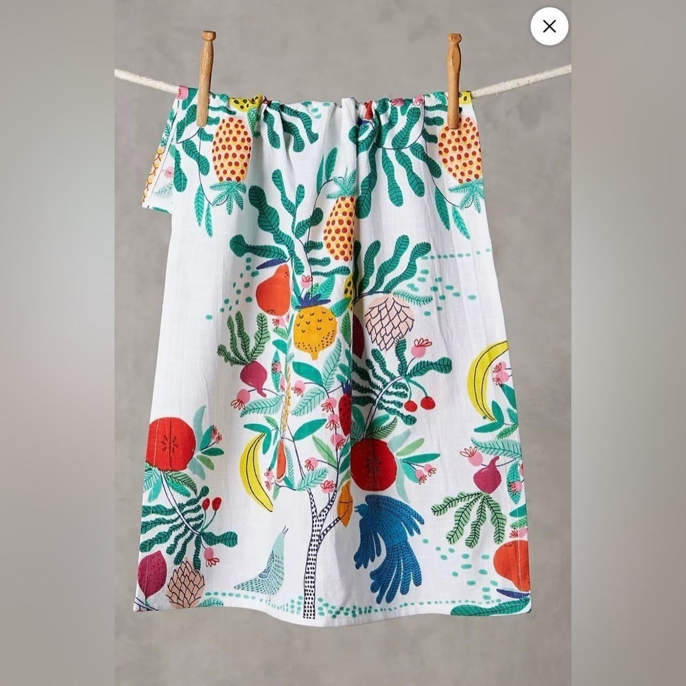 NEW Anthropologie Fruit Tree Dish Towel ~ 🍍